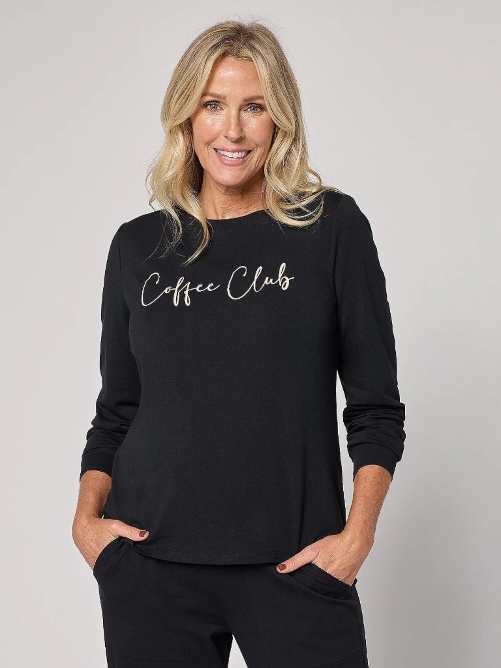 AnyBody Cozy Knit Message Top, Blk Sz L a730846